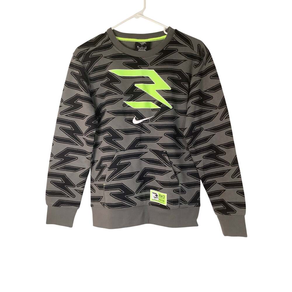 Nike RW3 Boys Large Football QB Russel Wilson Gray Crew Neck Sweatshirt U2-4